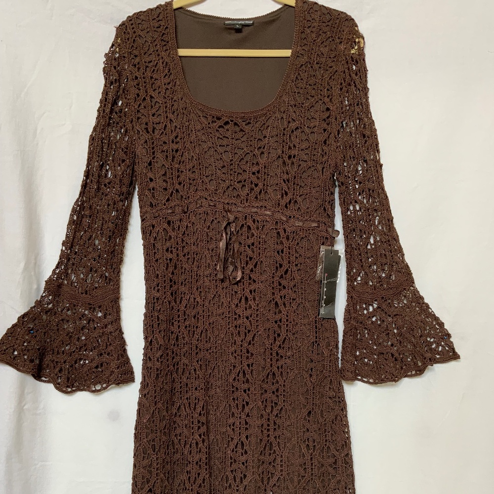 Pierri New York Crochet Brown Dress